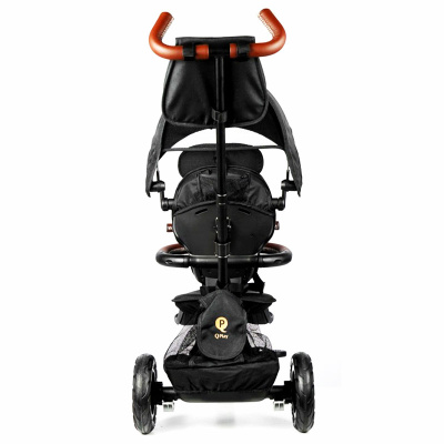 Детский трёхколёсный велосипед Rito с ручкой управления QPlay Deluxe1B черный 4