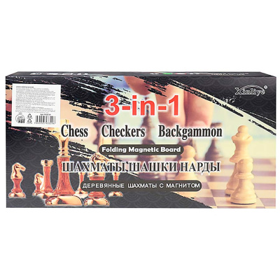 Шахматы Шашки Нарды деревянные 3в1 поле 29 см P00033