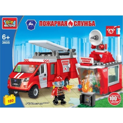 Конструктор Пожарная база с ГАЗелью 180 деталей Город мастеров 3605-KK