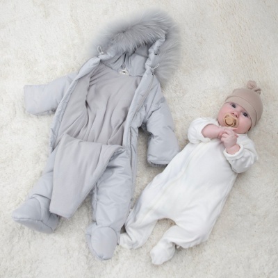 Комбинезон зимний Дивини-1 KinderLitto 885(Зима-Д1)-54 светло-серый 03