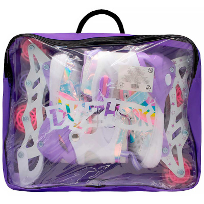 Ролики раздвижные размер 38-41 со светом Dvizhok 141V-672-9 фиолетово белые 4