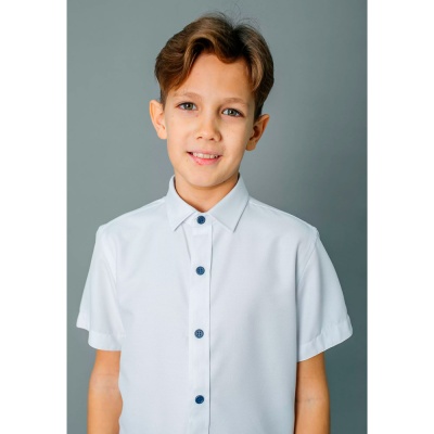 Рубашка школьная с коротким рукавом для мальчика Deloras С71752S белая 4
