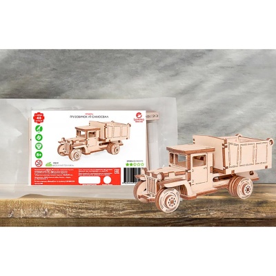 Конструктор деревянный Грузовик ЛТ самосвал 48 деталей Lemmo 0080 4