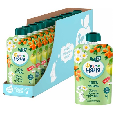Пюре Яблоко Облепиха Ромашка с 12 месяцев 90 г ФрутоНяня 91822