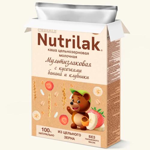 Каша Procereals Мультизлаковая цельнозерновая с бананом и клубникой молочная 200 г Nutrilak фото 4