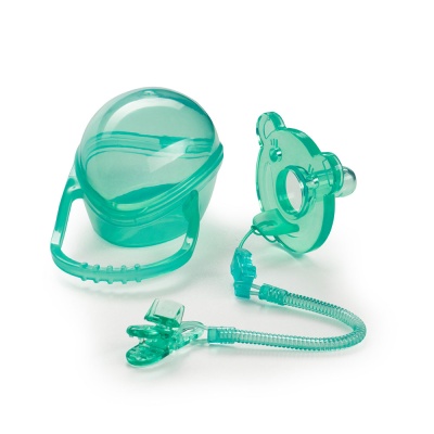 Пустышка силиконовая с держателем и контейнером Happy Baby 13020