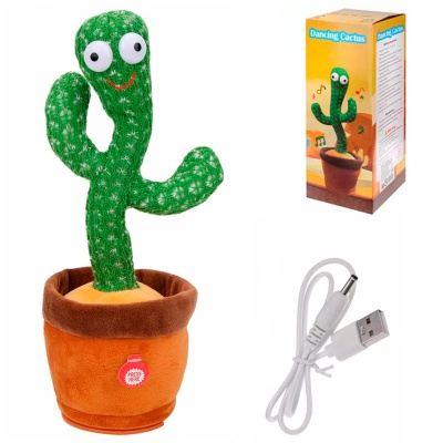 Интерактивный Танцующий Кактус 120 песен Рыжий кот И-8019