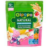 Каша Мультизлаковая банан клубника молочная 200 г с 12 месяцев Gipopo