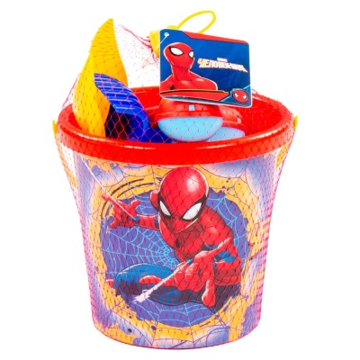 Набор для песочницы Человек-Паук №9 ведро с наклейкой лопатка грабельки Премиум Полесье 65827 2