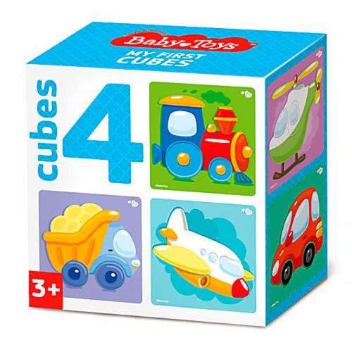 Кубики Транспорт 4 штуки Baby Toys Десятое королевство 03542 фото 2