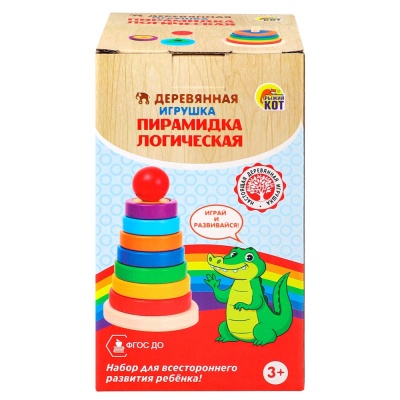 Деревянная пирамидка для малышей Рыжий кот И-4022 4