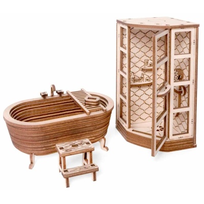 Конструктор 3D деревянный Ванная комната 129 деталей Lemmo 0170 3