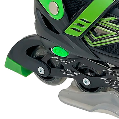 Ролики раздвижные размер 38-41 со светом Dvizhok 141V-671-9 черно зеленые 2