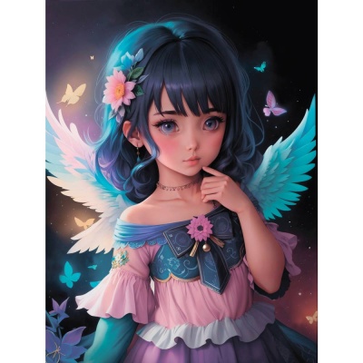 Холст с красками по номерам Малышка феечка Рыжий Кот Х-8562