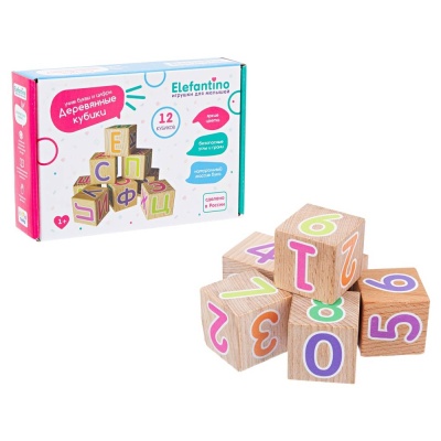 Деревянные кубики Цифры Elefantino IT108112 1