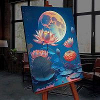 Картина по номерам со светящейся краской 40х50 Лунный лотос FHR0587