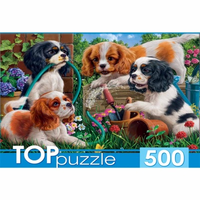 Пазлы Щенки спаниеля в свду TOPpuzzle 500 элементов Рыжий кот ХТП500-5726  1