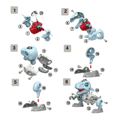 Конструктор Динозавр Спинозавр RoboLife 13.5 см 29 деталей свет и звук 1TOY Т23904 2