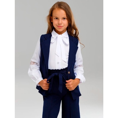 Костюм школьный для девочки жилет и брюки Синий Мир W9021A-G39 синий 3