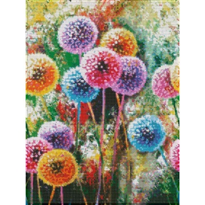 Алмазная мозаика Разноцветные одуванчики 30х40 см полное заполнение Рыжий кот НД-0408 2