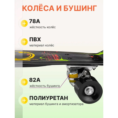 Скейтборд-пенниборд U-Turn Смайл СКБ-3402 чёрный 04