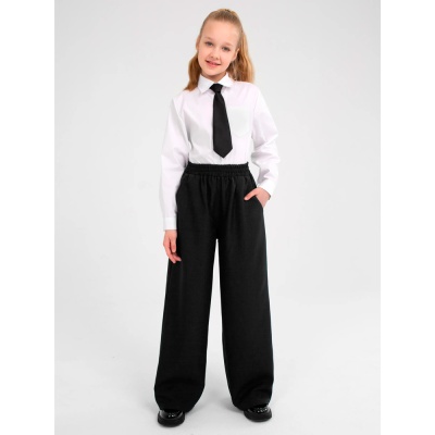 Брюки палаццо школьные для девочки Синяя Мода W502B-G39 черные 2