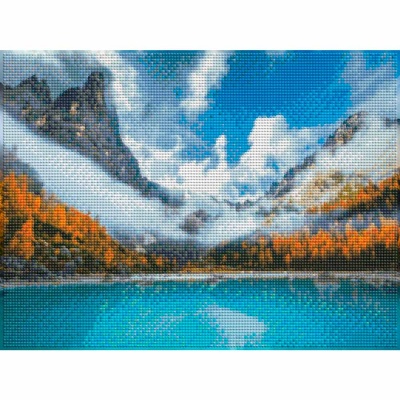 Алмазная мозаика Озеро Морейн 30х40 см полное заполнение Рыжий кот НД-0397