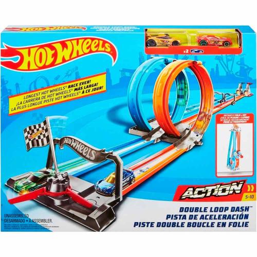 Автотрек Двойная Мертвая петля 2 машинки Hot Wheels GFH85 фото 3
