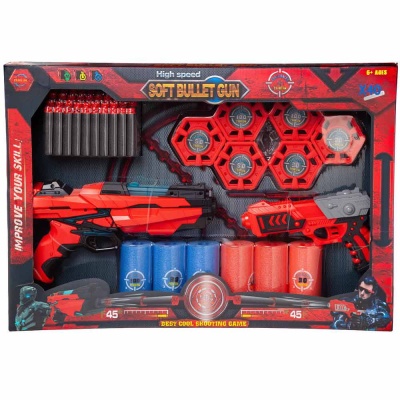 Бластеры 2шт с аксессуарами и 40 мягкими пулями Abtoys DQ-3302/FJ911 2