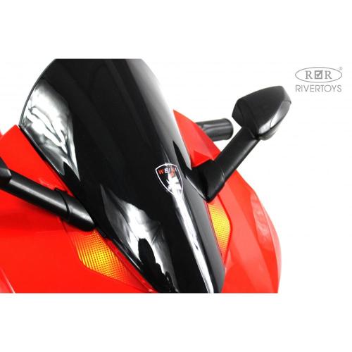 Детский электромотоцикл RiverToys М777БХ красный фото 16