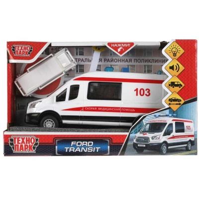 Машинка Ford Transit Скорая помощь Технопарк TRANSITVAN-16PLAMB-WH 05