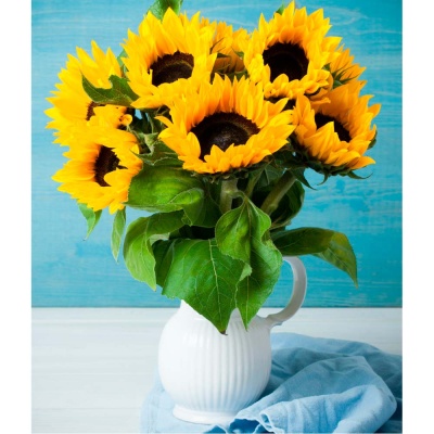 Алмазная мозаика Яркие подсолнухи 30х40 см полное заполнение Рыжий кот НД-0555