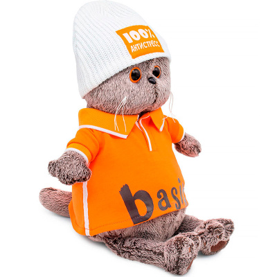 Мягкая игрушка Кот Басик в поло и шапке 100% антистресс Budi Basa Ks22-286 2