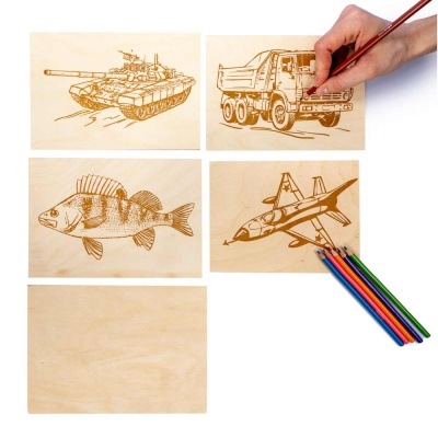 Набор досок 5 шт для выжигания Подарок своими руками папе, дедушке, брату, другу Десятое Королевство