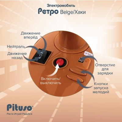 Электромобиль Pituso Ретро 2700003-4P-Beige бежевый