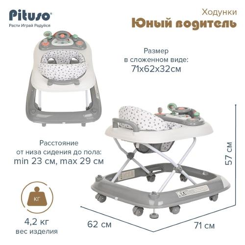 Ходунки Юный водитель Pituso W1005PB8-Grey Серый фото 8