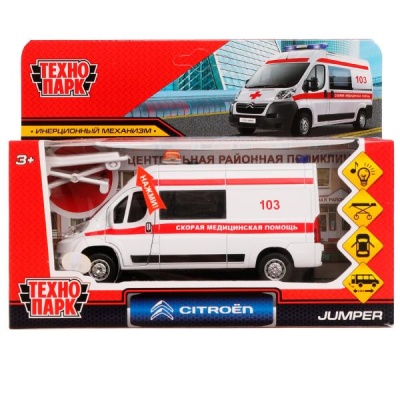 Игрушка Машина Скорая помощь Citroёn Jumper Технопарк JUMPER-14SLAMB-STRWH 3