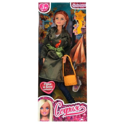 Кукла София в черном пальто Карапуз 66001-F7-S-BB