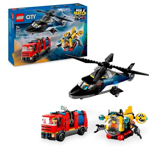Конструктор Lego City 60462 Вертолёт Пожарная машина Подводная лодка фото 4