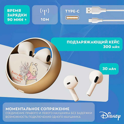 Беспроводные наушники детские Disney QS-13 Винни-Пух