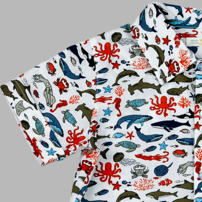 Рубашка Морской мир Чуди Кидс 600526Ц1-3 белый 03