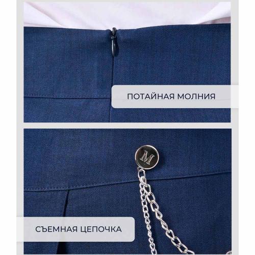 Шорты юбка школьные для девочки Синяя Мода W4816-G39 синие фото 4