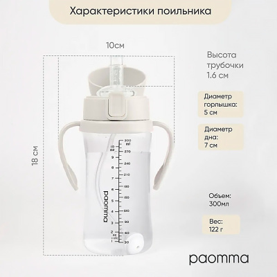 Поильник непроливайка с трубочкой Paomma PDB112 4