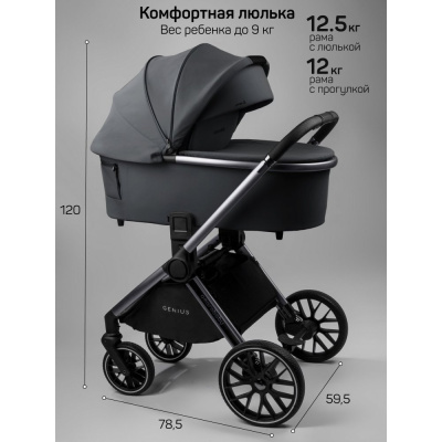 Коляска 2 в 1 Amarobaby Genius серый
