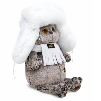Мягкая игрушка Кот Басик в белой меховой шапке Budi Basa Ks22-302 2