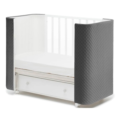 Детская кроватка Милана Фаворит Островок Уюта продольный маятник серый(велюр)/белый