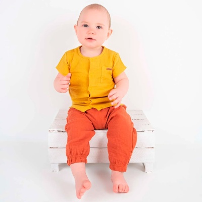 Штанишки муслиновые для малышей Leo 2003А-1 терракот 2