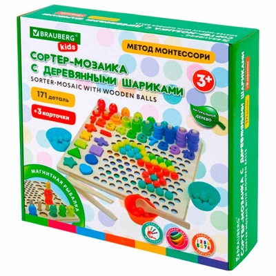 Сортер мозаика 5в1 по методу Монтессори Brauberg 665248 5
