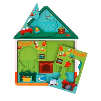 Пазл деревянный многослойный Домик Ежа 15 деталей Mapacha 962214 4