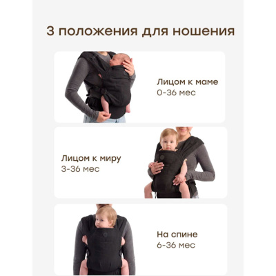 Рюкзак-кенгуру Babyhug Бейбихаг Happy Baby 40109 black 2